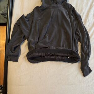 Athleta bubble bottom Charcoal Hooded Jacket and cropped sweatpants